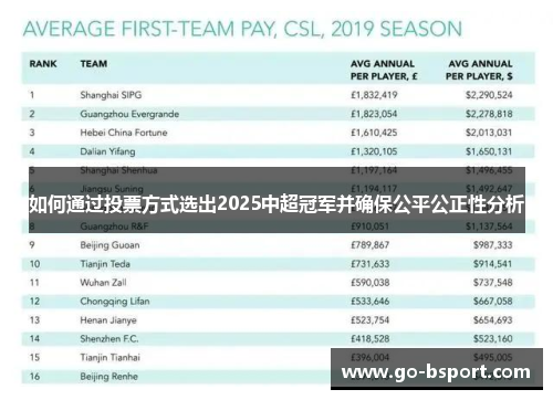如何通过投票方式选出2025中超冠军并确保公平公正性分析